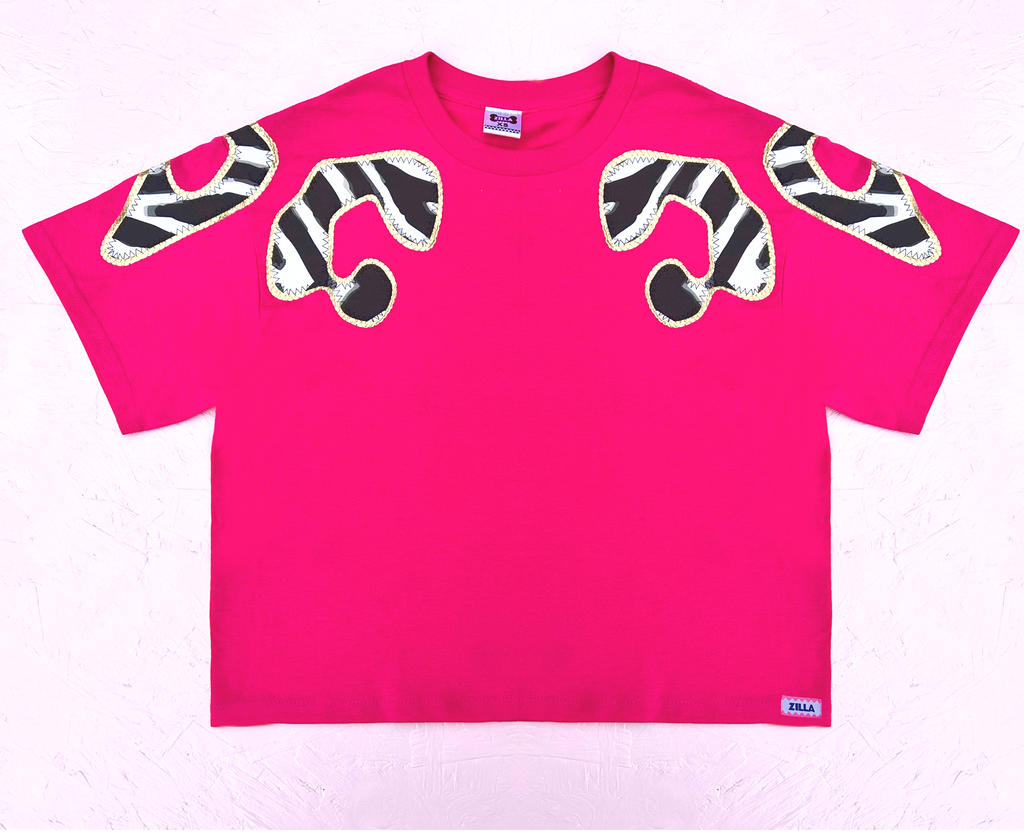 Bonnie Oversized Tee - Zebra and Gold on Hot Pink