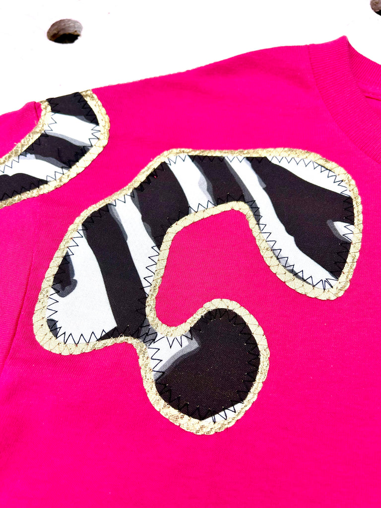 Bonnie Oversized Tee - Zebra and Gold on Hot Pink