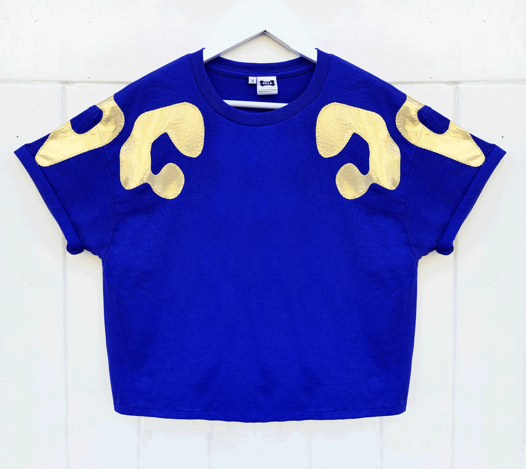 Bonnie Oversized Tee - Cobalt and Gold - Just XS left
