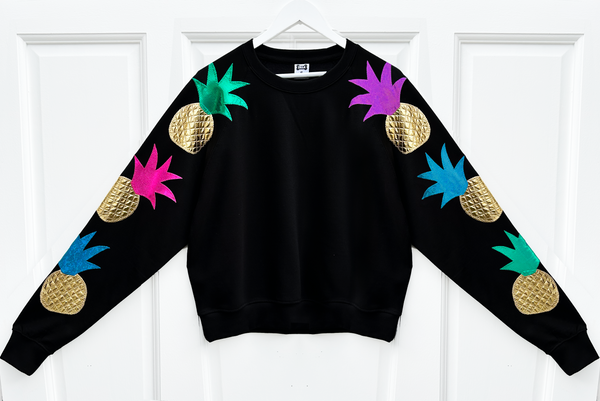 Boxy Oversized Tropicana - Black and Multi
