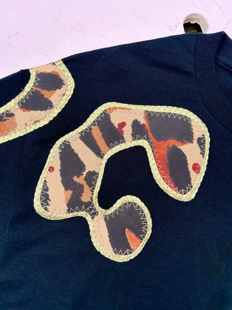 Bonnie Oversized Tee - Leopard and Gold on Black - Restock due 16th May