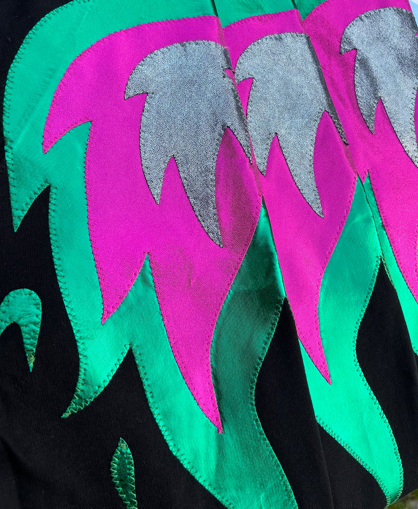 Unisex Phoenix - Green, pink and silver on black
