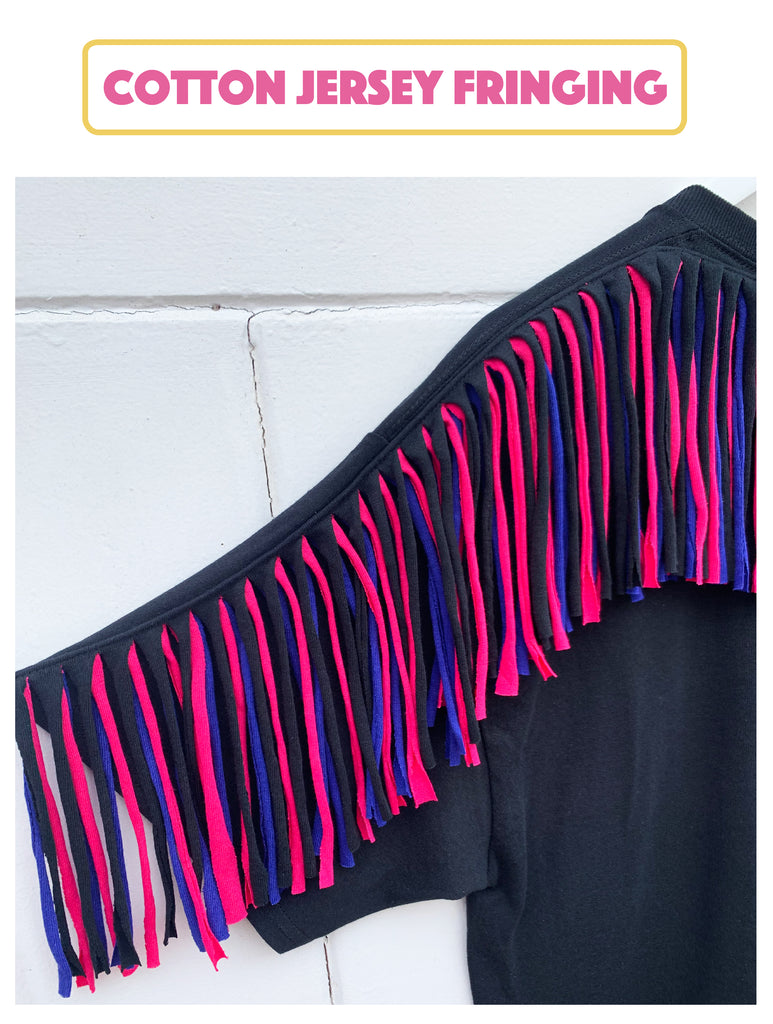 Custom Fringed Waist Length Oversized Batwing Sweatshirt