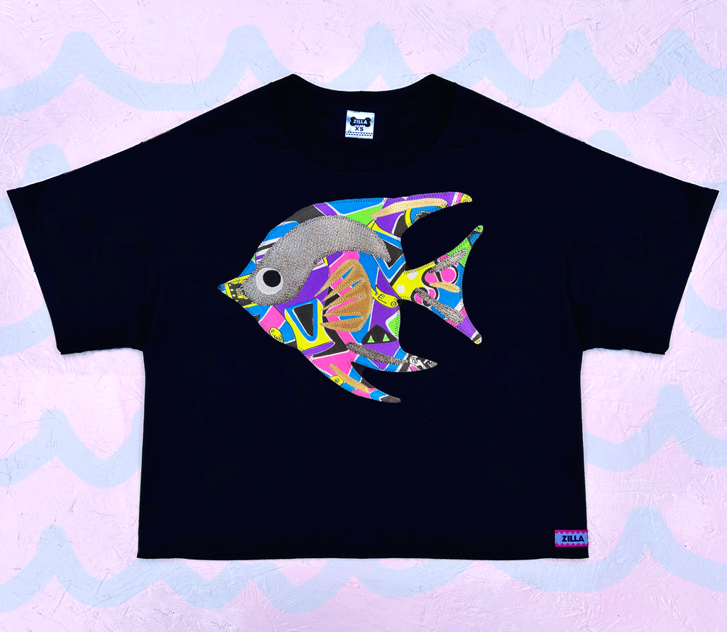 'Angel Delight' Boxy Tee - Bermuda on Black