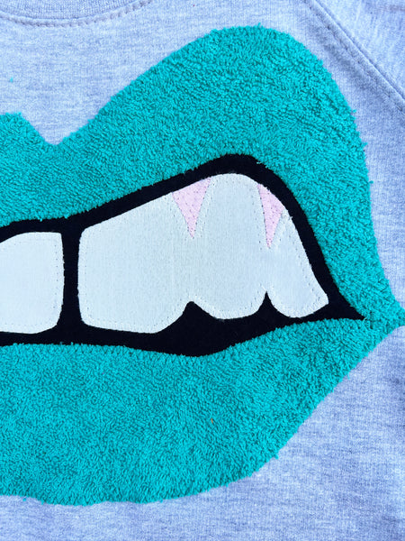 (357) One off - Size S - Bite Back Unisex Sweat - Grey - Aqua Towelling