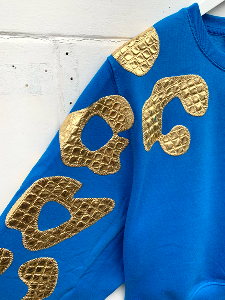 (333) 2nd - Size S -Oversized Waist Length Batwing Bonnie - Sapphire and Gold