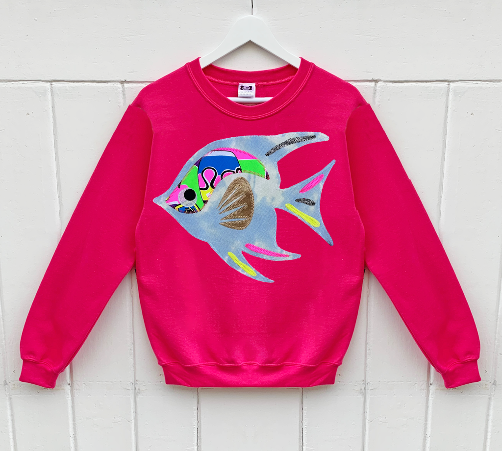 Size S - 'Angel Delight' Unisex Sweat - Pink and Denim