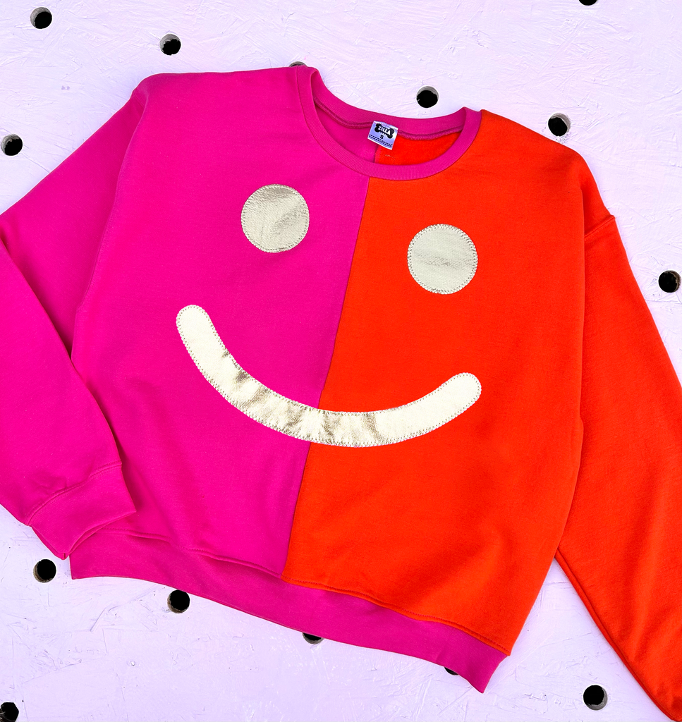 Happy Sack Sweatshirt - Pink and Orange