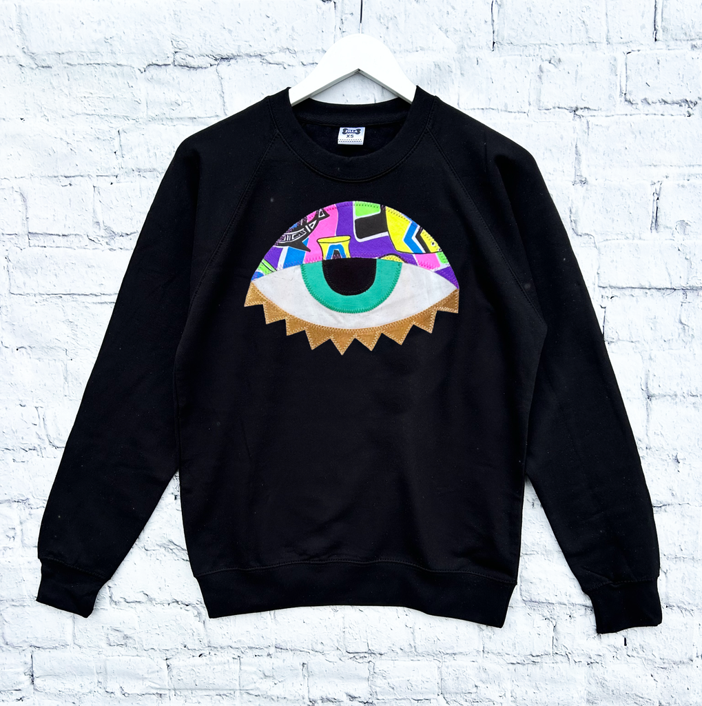 'Jeepers' Unisex Sweat - Black with 90s Neon Print