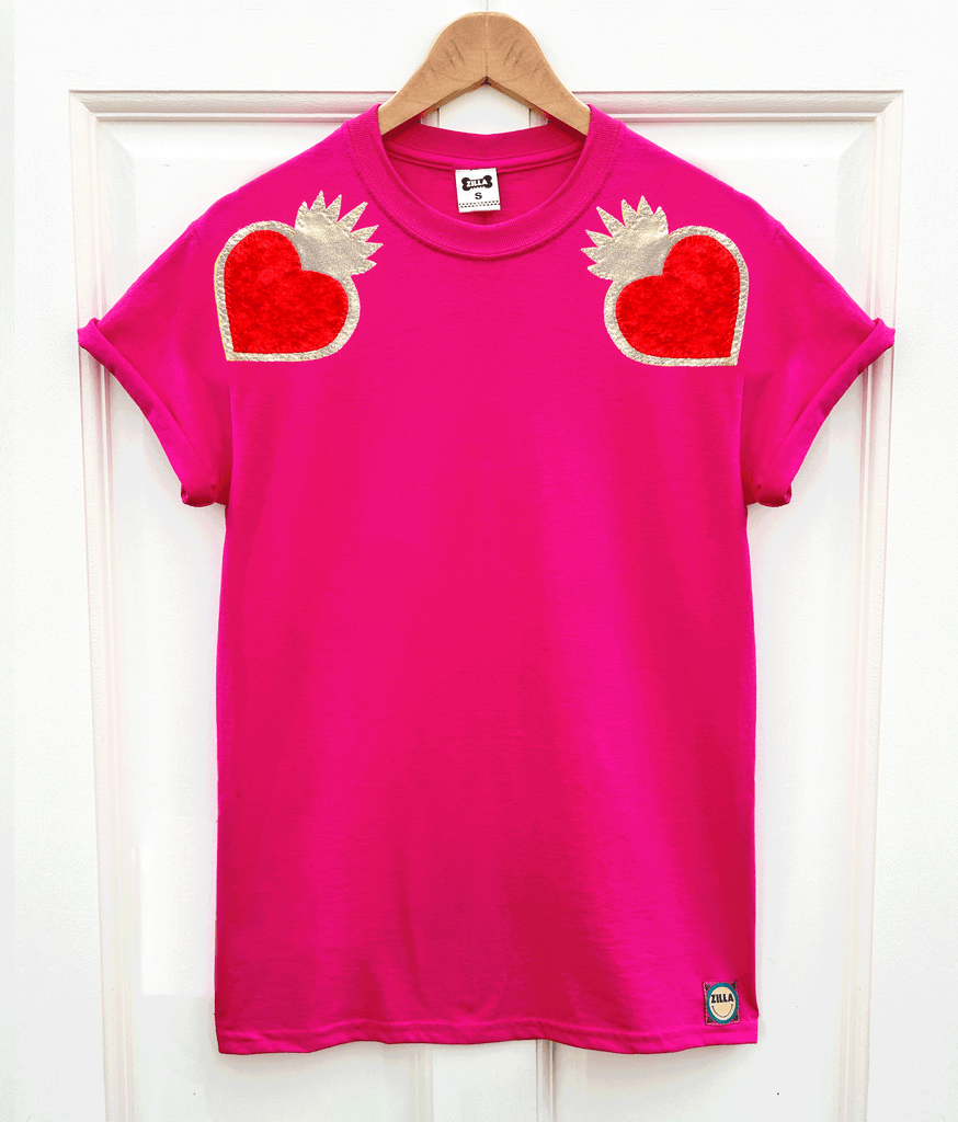 Queenie Tee - Unisex Fit in Hot Pink, Gold and Red