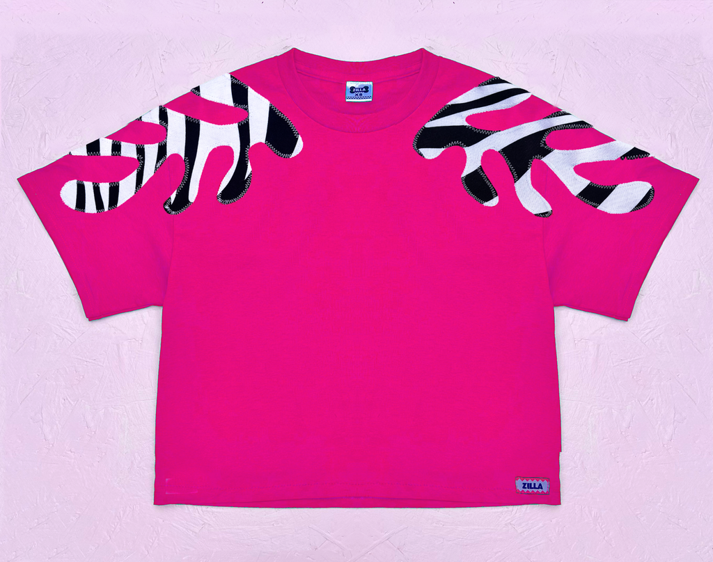 'Self Kelp' Boxy Tee - Pink and Mono - choice of lengths