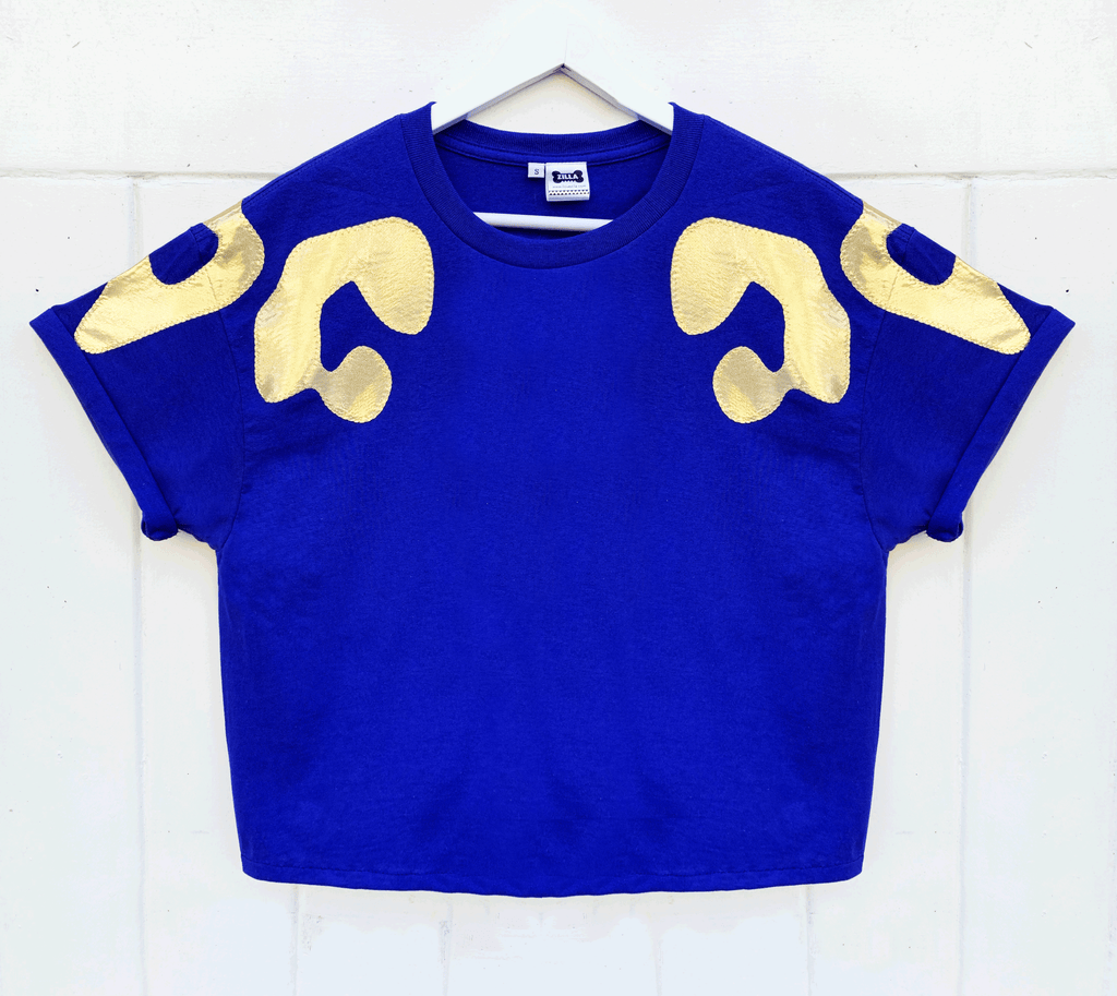 Bonnie Oversized Tee - Cobalt and Gold