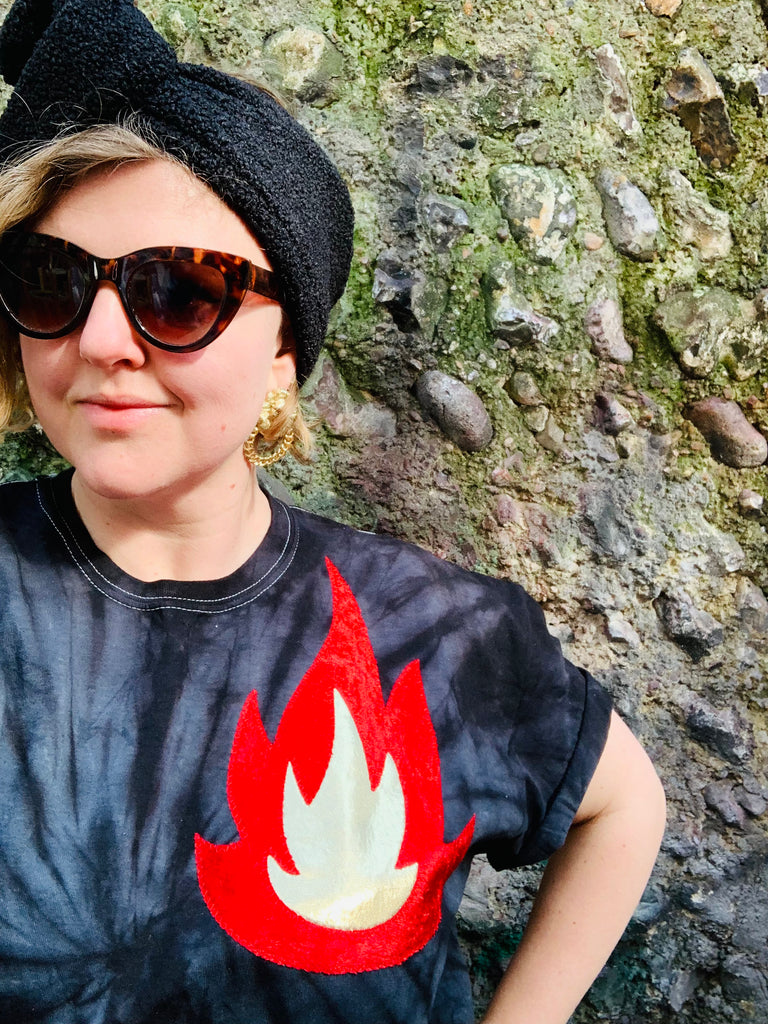 Phoenix Tee - tie dye with left chest appliqué - various sizes