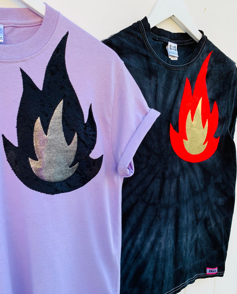 Phoenix Tee - tie dye with left chest appliqué - various sizes