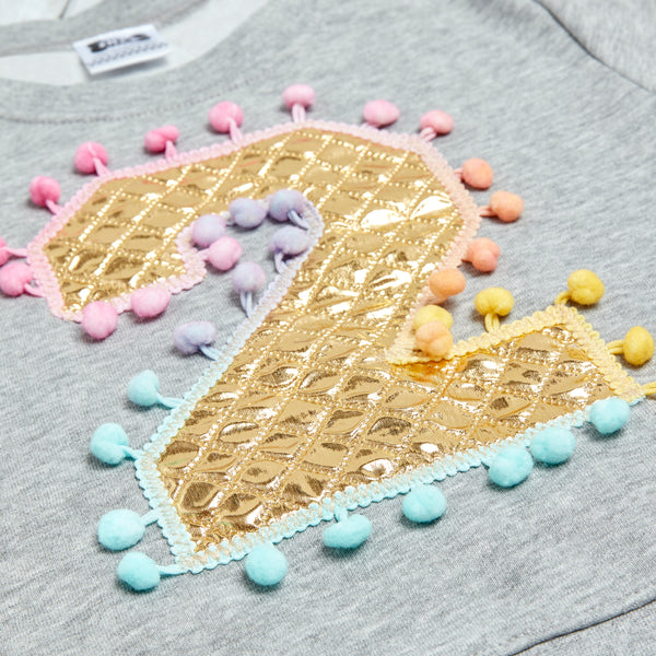 Kids Number Sweatshirt - The Bomb (Gold) - just age 1 left