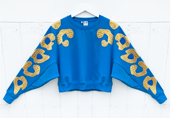 Oversized Waist Length Batwing Bonnie - Sapphire and Gold